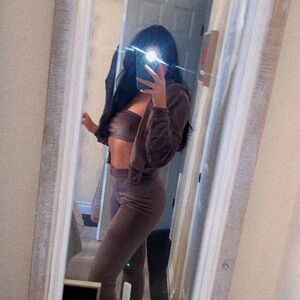 SKIMS Brown Velour Track Suit